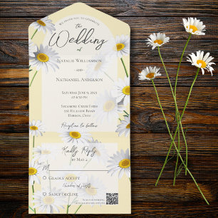 Invitation Tout En Un Daisées d'été sur Sage Green QR Code