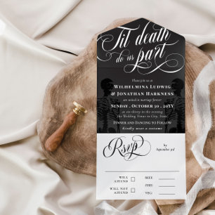 Invitation Tout En Un Dark Grey Jusqu'à la mort Do us Party Goth Mariage
