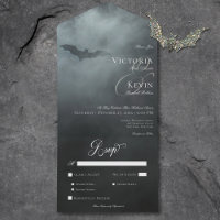 Dark Moody Midnight Bat & Fog Dinner Mariage