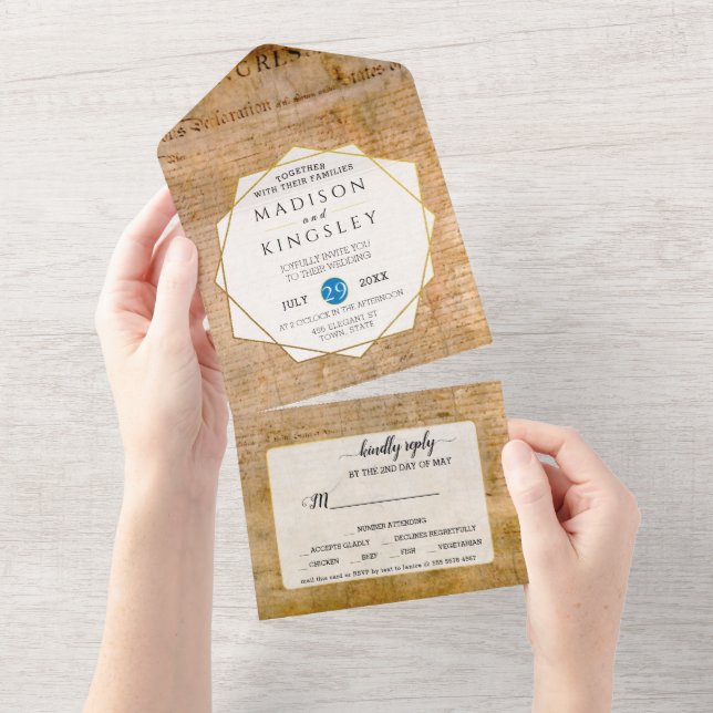 Invitation Tout En Un Déclaration d'indépendance 📜 USA Parchment (Déchirure)