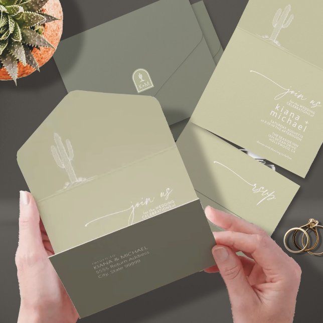 Invitation Tout En Un Desert Vibes Mariage Cactus Motif ID1019 (Créateur téléchargé)