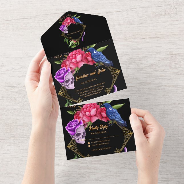 Invitation Tout En Un Design mariage mystique et romantique (Déchirure)