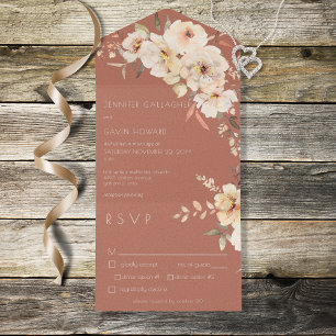 Invitation Tout En Un Dîner Floral Crème Vintage rouille
