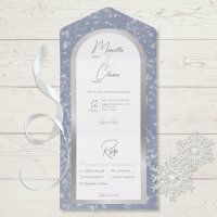 Dîner moderne Dusty Blue & Winter Snow Silver