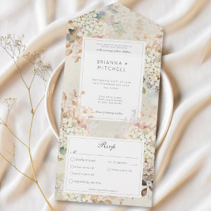 Invitation Tout En Un Dîner Romantique Neutre Vintage Hydrangeas