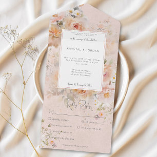 Invitation Tout En Un Dîner vintage rose rose et rose frisé