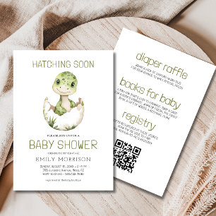 Invitation Tout en un Dinosaur Hatching Bientôt Baby shower