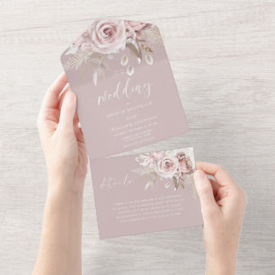 Invitation Tout En Un Divine Blush Floral Mariage