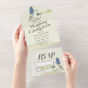 Invitation Tout En Un Dragonflies Couple Mating Heart Shape Wedding RSVP