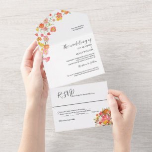 Invitation Tout En Un Dusty Blue Floral Mariage