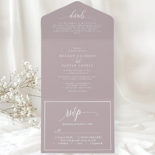 Invitation Tout En Un Dusty Lavender Simple Script moderne