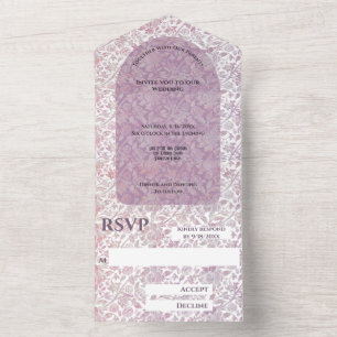 Invitation Tout En Un Dusty rose botanical All in One Wedding Inviter