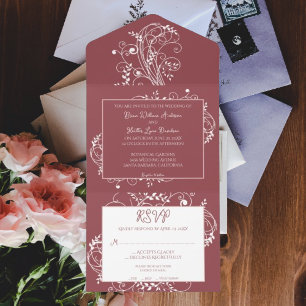Invitation Tout En Un Dusty Rose Flourd Mariage Tout en un