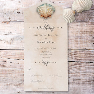 Invitation Tout En Un Eau De Sable De Coquillage Moderne Pas De Dîner