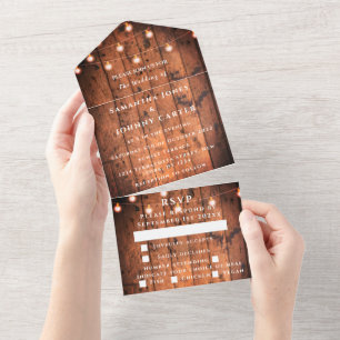 Invitation Tout En Un Éclairage à cordes Barne rustique pays