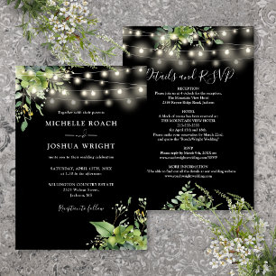 Invitation Tout En Un Éclairage De Verdure Mariage Noir Et Bl