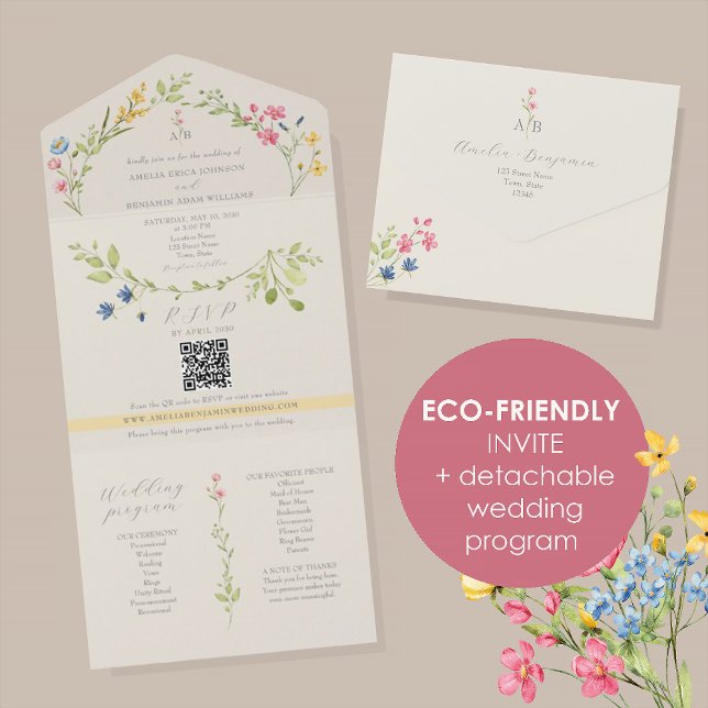 Invitation Tout En Un Eco-Friendly Wildflower Wedding (Créateur téléchargé)