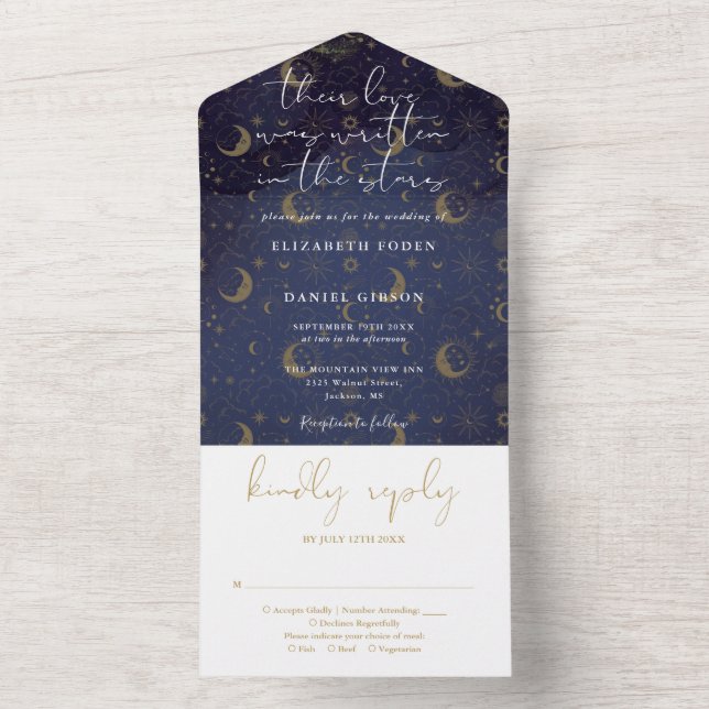 Invitation Tout En Un Écrit Dans Les Étoiles Mariage Spirituel Céleste (À l'intérieur)