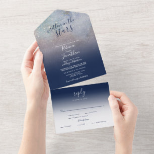 Invitation Tout En Un Écrit dans les étoiles Marine Sparkly Galaxy Maria