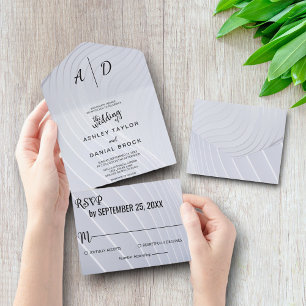 Invitation Tout En Un Elégant argent chic All in One Wedding Inviter
