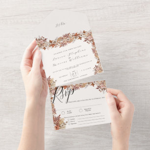 Invitation Tout En Un Elégant automne floral tout en un mariage Inviter