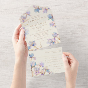 Invitation Tout En Un Elégant Boho Iris Mariage Tout en un