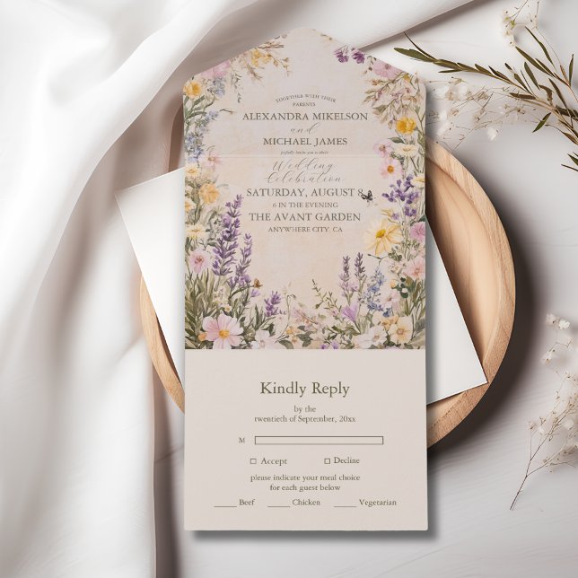 Invitation Tout En Un Elegant Boho Wildflower Wedding (Créateur téléchargé)