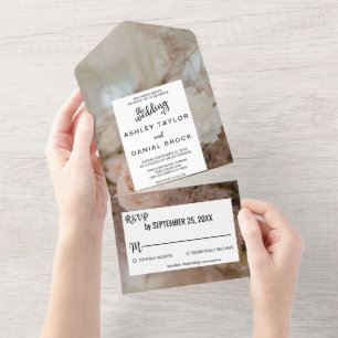 Invitation Tout En Un Elégant bouquet botanique rose Mariage floral Tous