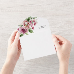 Invitation Tout En Un Élégant bouquet de roses roses aquarelle pour mari