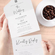 Élégant chic moderne simple QR Code Mariage