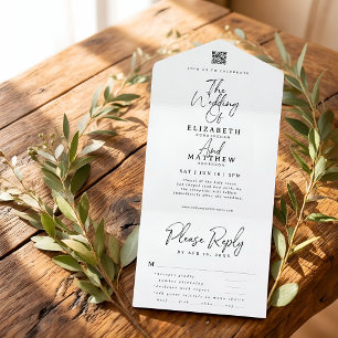 Invitation Tout En Un Élégant Chic Simple Moderne Option de Repas Mariag
