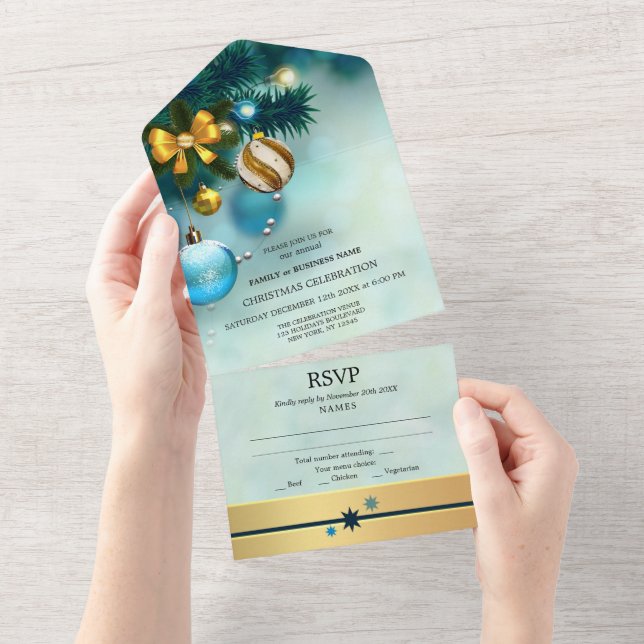 Invitation Tout En Un Elegant Christmas Holidays (Déchirure)