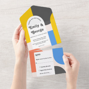 Invitation Tout En Un Elégant Classy Colorful Abstrait moderne Mariage