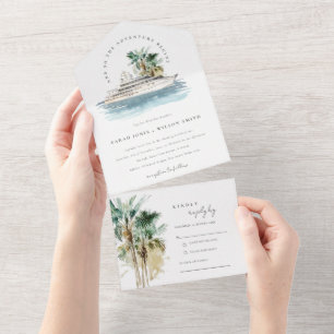 Invitation Tout En Un Elégant Dusky Cruise Ship Palm Mariage marin