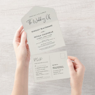 Invitation Tout En Un Elégant et moderne mariage vert sauge