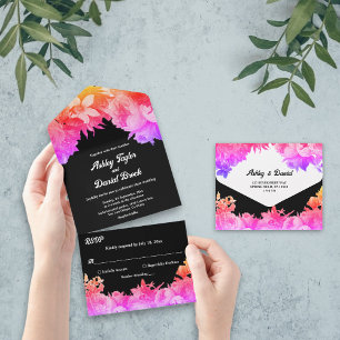 Invitation Tout En Un Elégant Jardin Botanique Neon Lumière Mariage Flor
