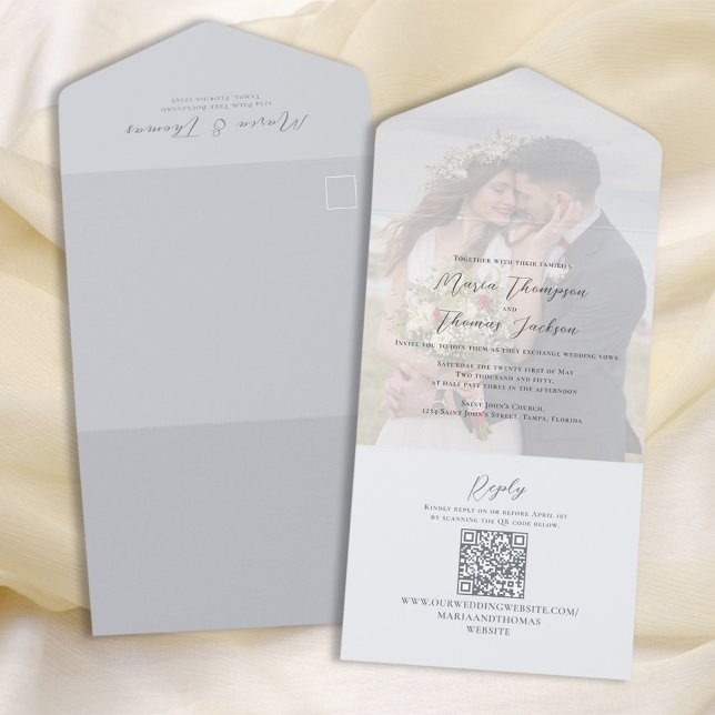 Invitation Tout En Un Élégant Mariage bleu clair (Créateur téléchargé)