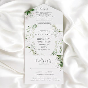 Invitation Tout En Un Élégant Mariage Budget Verdure Foliage