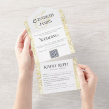 Élégant Mariage Classique Baroque Blanc Et Or