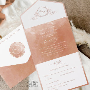 Invitation Tout En Un Élégant Mariage d'aquarelle en terre cuite tout