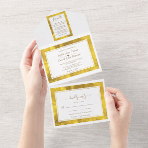 Invitation Tout En Un Élégant Mariage de calligraphie de cadre à huile d