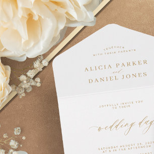 Invitation Tout En Un Élégant mariage de calligraphie or