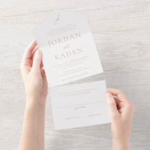 Invitation Tout En Un Élégant Mariage de monogramme rose