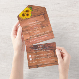 Invitation Tout En Un Élégant Mariage de tournesol