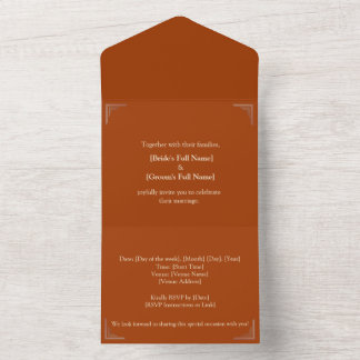 Invitation Tout En Un Élégant Mariage en terre cuite - Personnaliser ave
