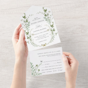 Invitation Tout En Un Elégant Mariage Fleur sauvage aquarelle