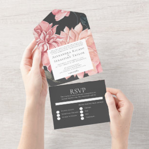 Invitation Tout En Un Elégant Mariage floral aquarelle