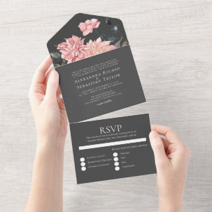 Invitation Tout En Un Elégant Mariage floral aquarelle