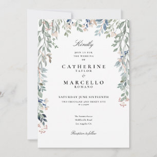 Invitation Tout en un Élégant Mariage Floral Fleur sauvage