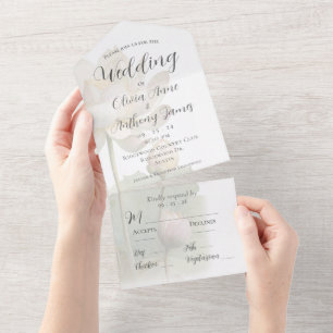 Invitation Tout En Un Élégant Mariage floral Pastel